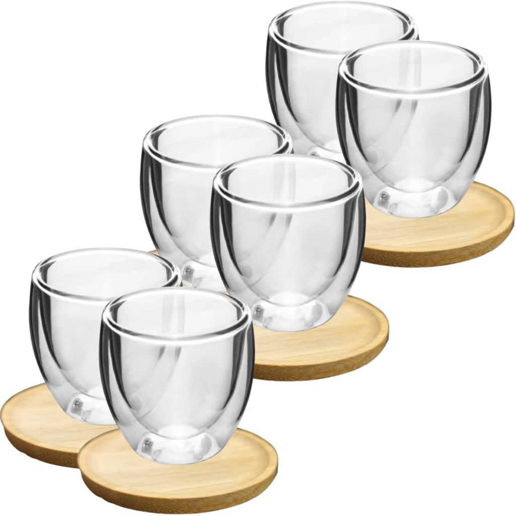 Jogo Xicara 100ml Café Expresso Chá Copos Kit Dupla Camada Gourmet