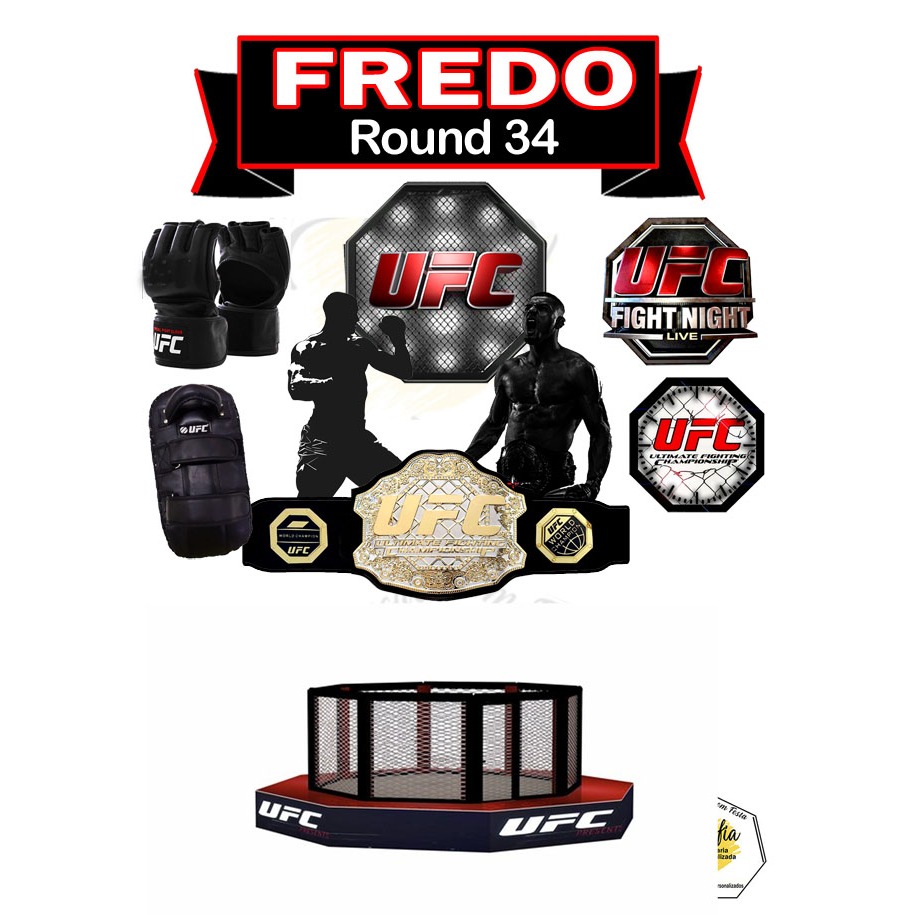 Topo de bolo UFC Topper personalizado | Shopee Brasil