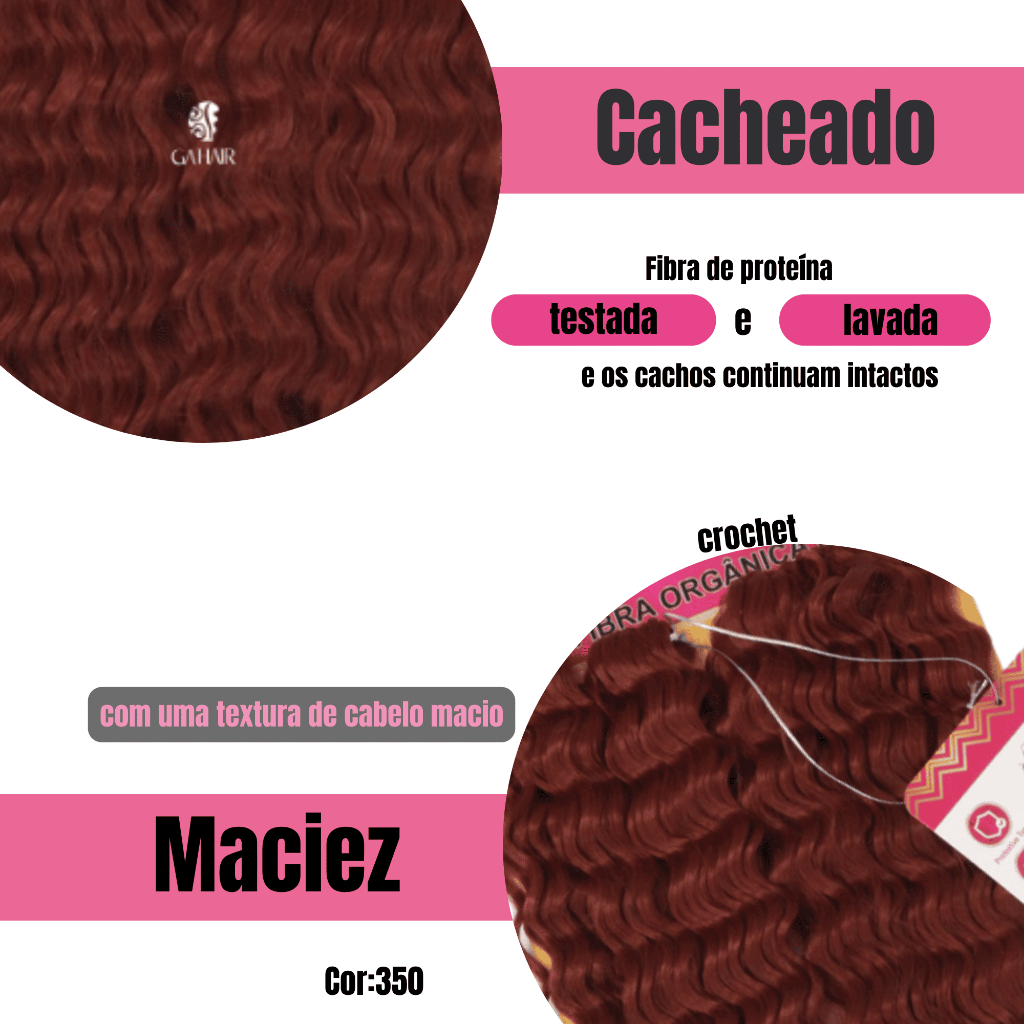 Aplique De Fibra Cacheada 100% Organico Premium - Juliana Crochet
