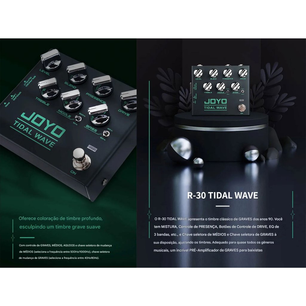 Pedal Baixo R-30 Joyo Tidal Wave R30 Preamp Contrabaixo di