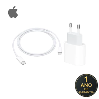 Kit Carregador Original Apple 20W + Cabo USB-C para Lightning – Compatível com iPhone e iPad – Lacrado