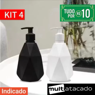 KIT até 1,2,3,4 Porta Sabonete Líquido 500ml Diamante com Pump Trava porta shampoo organizador porta sabonete saboneteir em Oferta na Shopee