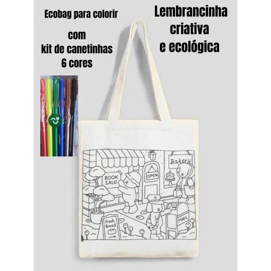 ECOBAG PARA COLORIR INFANTIL COM KIT DE CANETINHAS - TEMA BOBY ...
