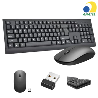 Kit Teclado e Mouse Sem Fio USB Wireless 2.4 GHZ Escritório Escola Home Office Informática