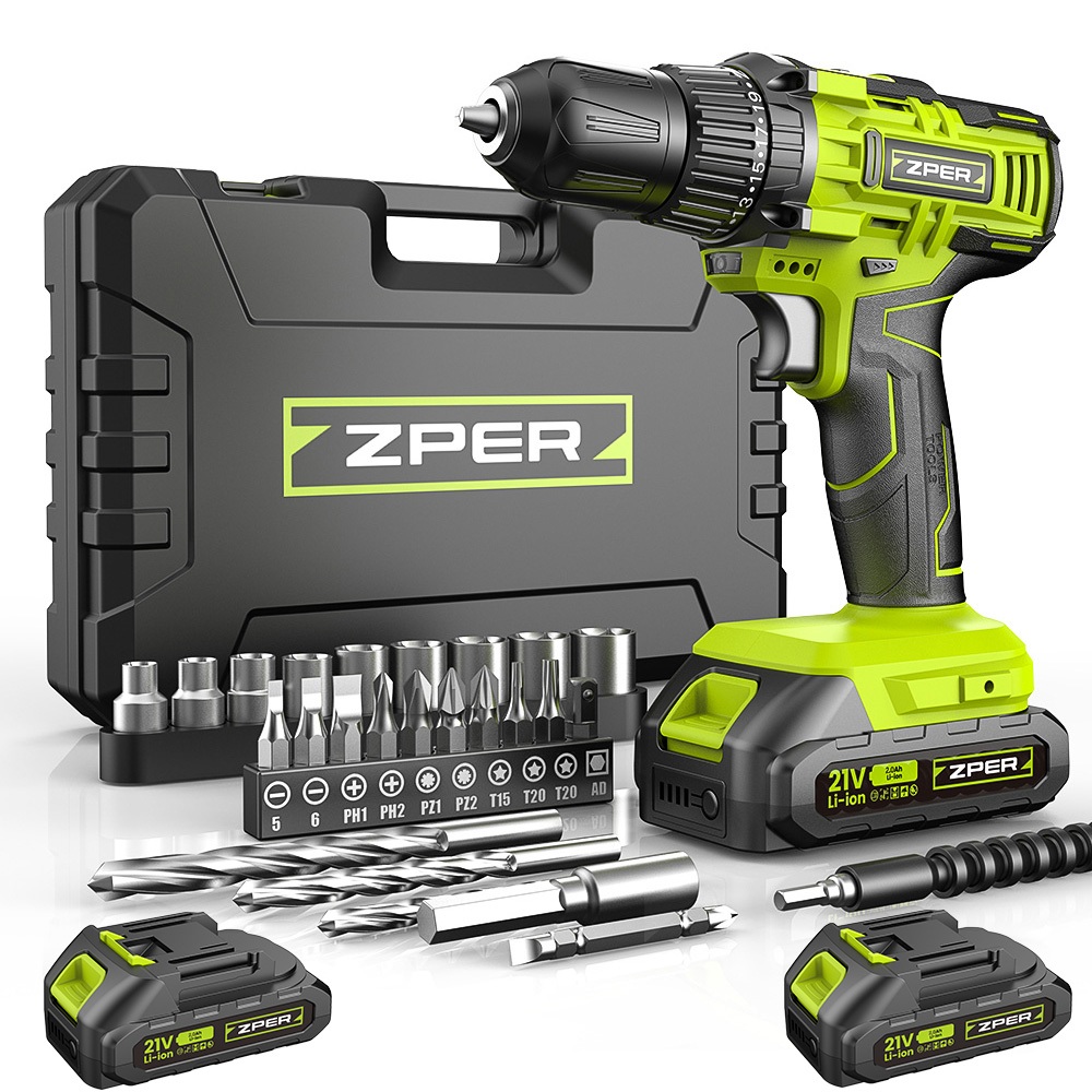 ZPER Furadeira Parafusadeira A Bateria 21V Com Duas Bateria Maleta