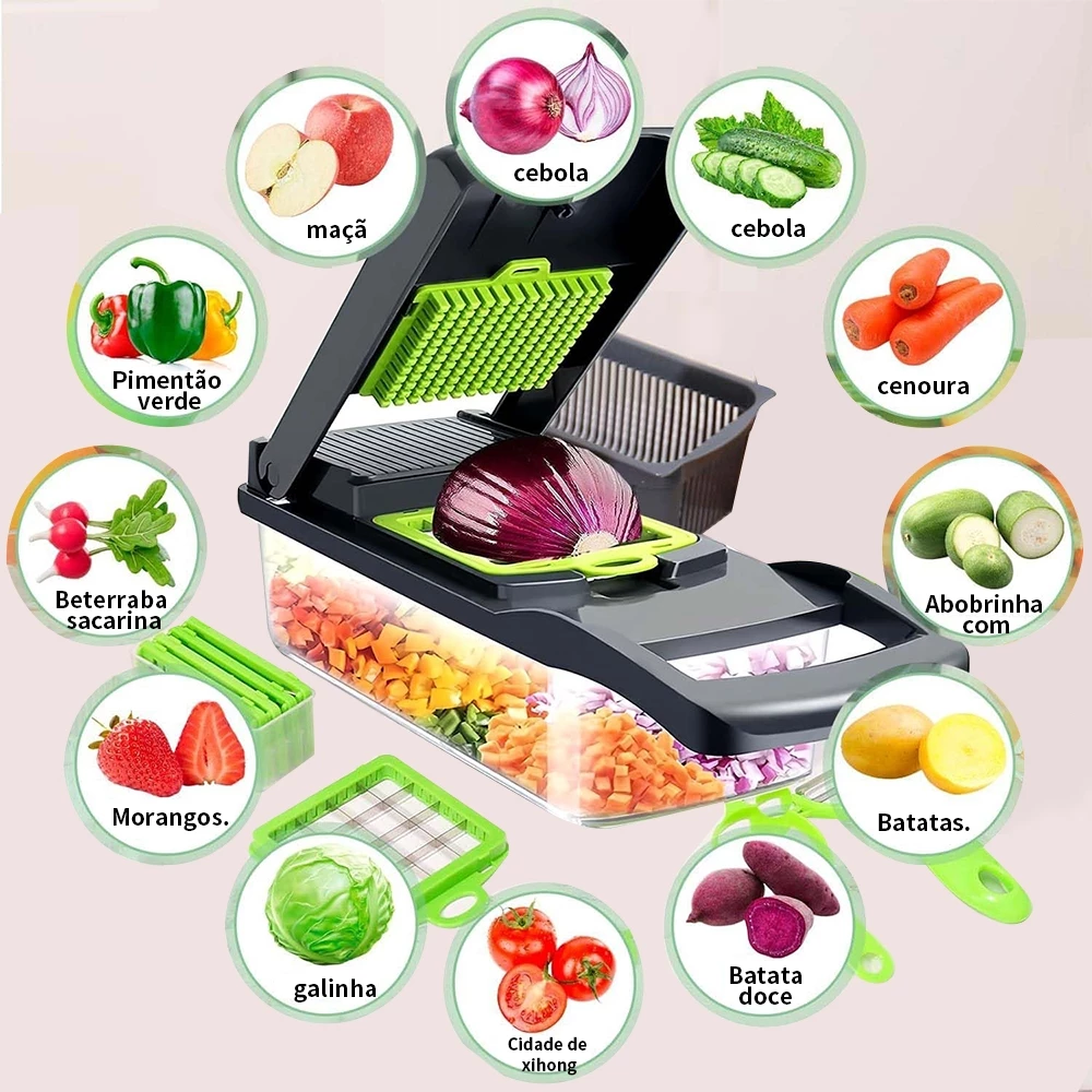 Fatiador cortador ralador legumes verduras frutas 16 em 1