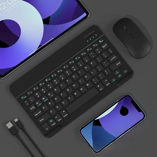 Kit Teclado e Mouse Sem Fio Bluetooth Colorido Macaron Para PC iPad Tablet Notebook - XTRAD