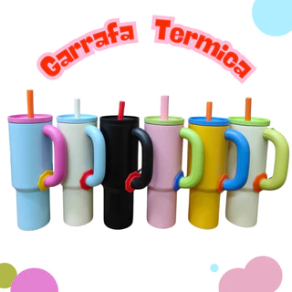 Garrafa Térmica 1200ML Inox Tampa Rosqueável c/ Alça Canudo Isolamento Vácuo Copo termico Reserva temperatura