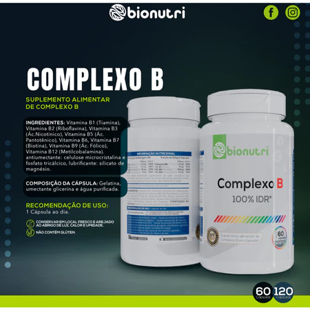 Complexo B (100 IDR) 60 Cápsulas 500mg Bionutri