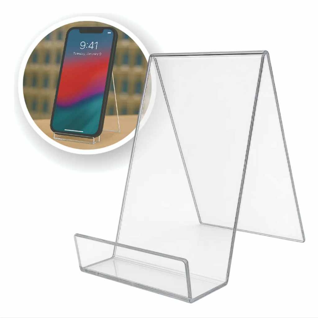 Expositor Suporte Celular P/ Mesa Acrílico Cristal Kit 10 Un
