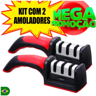 Amolador Afiador De Facas Em Aço Inox Base Emborrachada Profissional Com 3 Afiadores em Oferta na Shopee