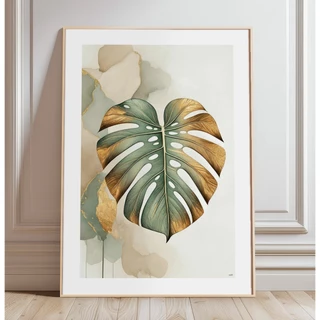 Quadros Decorativos com Moldura Filete Av Sala Abstrato Costela de Adão em Aquarela