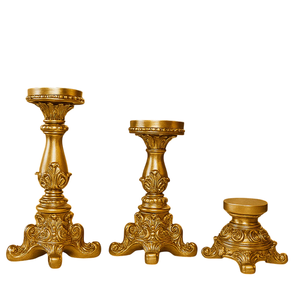 Castiçal em Resina Dourada ou Branco – Tamanho P M G