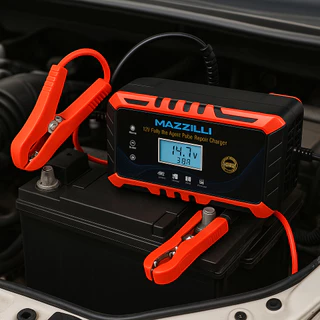 Carregador de Bateria 12V Inteligente Mazzilli – LCD, 15AH a 100AH, Carrega Carro e Moto em Oferta na Shopee