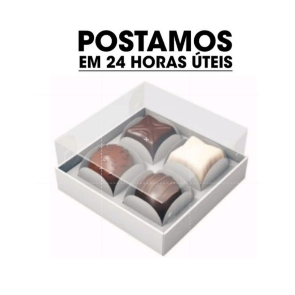 10 Caixas para 4 brigadeiros/ Bombons- Premium-Branca CX78