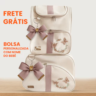 Kit Bolsa Maternidade 2 Peças  Mala + Mochila Bordada Impermeável Personalizada Bebê em Oferta na Shopee