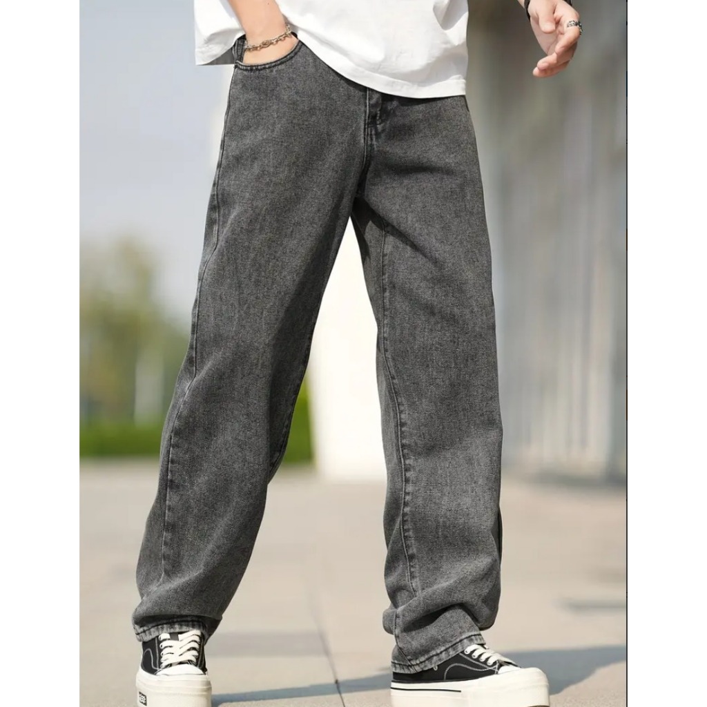 Calça Balão Jeans Preto Estonada Masculina Bag Boca Larga Streetwear ...