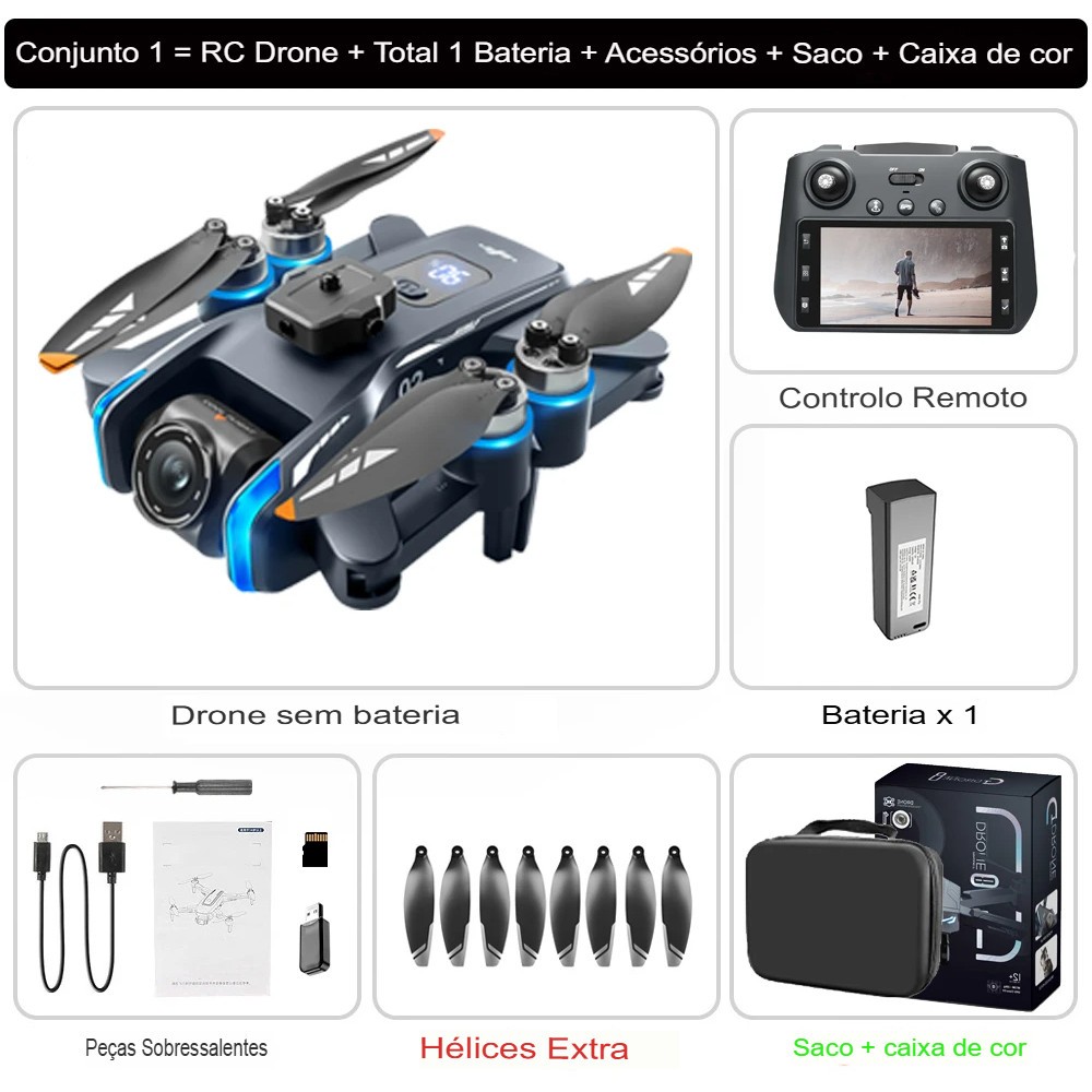 Drone XT808 com Tela – Câmera GPS, Wi-Fi FPV Motor Brushless