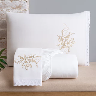 Jogo de Lençol Veneza Cama Queen Com Lese e Bordado 3 Peças para o Dia a Dia Cores em Oferta na Shopee