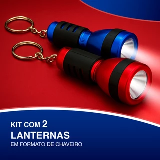 Lanterna De Chaveiro Mini Luz Kit Com 2 Unidades Portátil Azul e Vermelha - Sakar