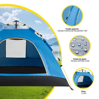 Barraca Camping Impermeável Automática Barraca de Acampamento 3/4 Pessoas Monta Sozinha em Oferta na Shopee