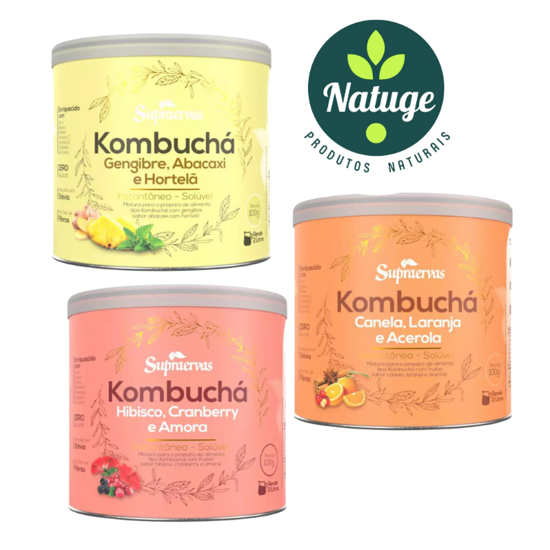 Kombuchá em pó - Disponível em 3 Sabores - Supraervas | Shopee Brasil