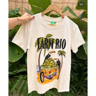 T-SHIRT FIT FARM RIO COCO GELADO BEGE MACRAME