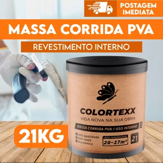 Massa Corrida Premium Pva 21kg revestimento Nivelador Fácil Aplicação - Colortexx branca parede
