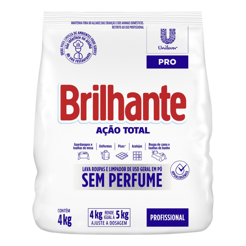 Sabão em Pó Brilhante Profissional 4kg – Sem Perfume