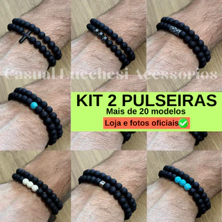 Kit Pulseiras Masculinas Unissex - 2 Unidades Fosca Lisa ou Pingente | Estilo Premium