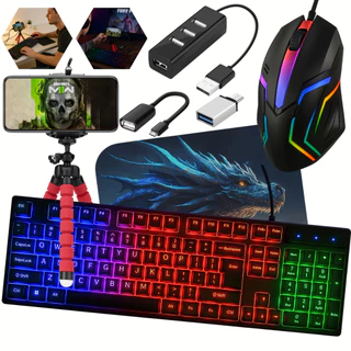 Kit Mobilador Gamer Completo Promoção Para Celular Com Teclado Semi Mecânico Led + Mouse Óptico em Oferta na Shopee
