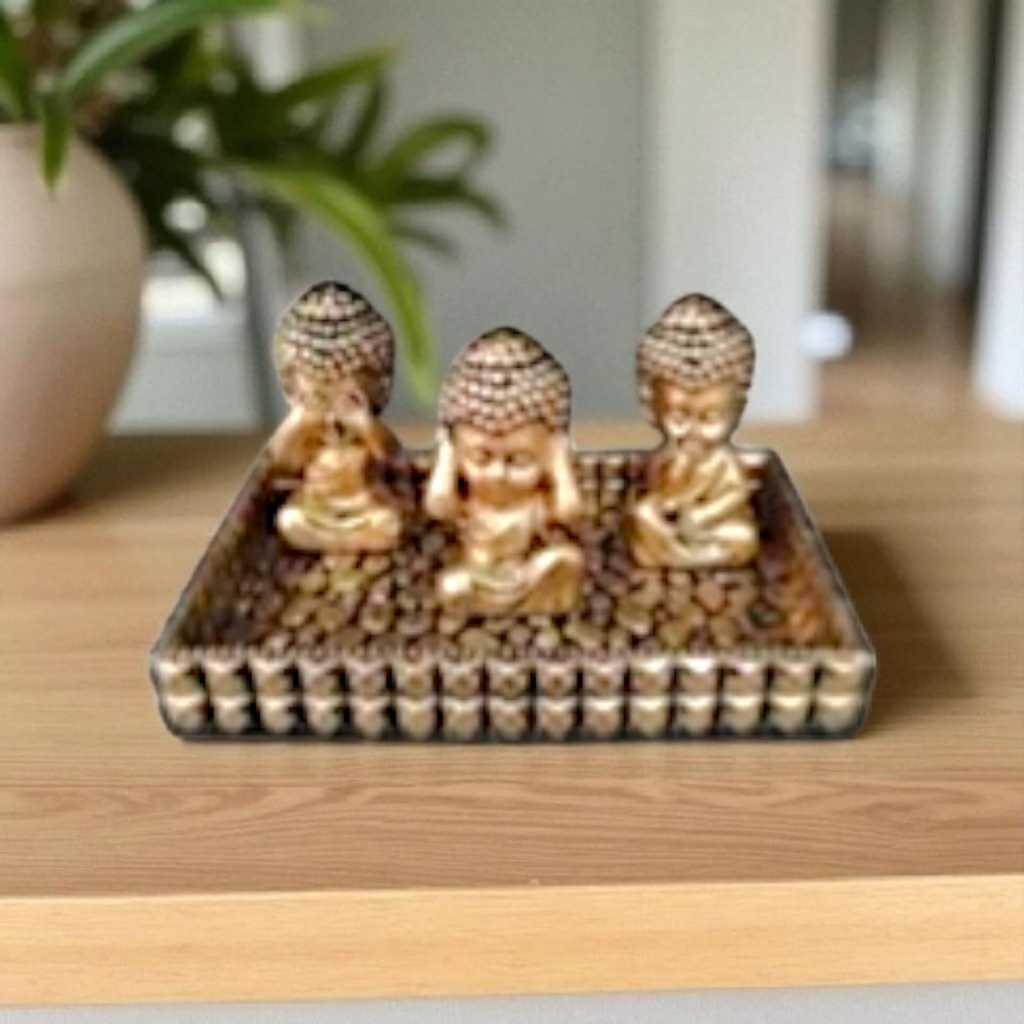 Trio de Budinhas da Sabedoria, Decoração para Prosperidade, Kit do