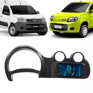 Kit Multimídia Carplay e Android Auto Uno Vivace 2010 a 2015 Fiorino 2014 a 2021 Preto Câm de Ré