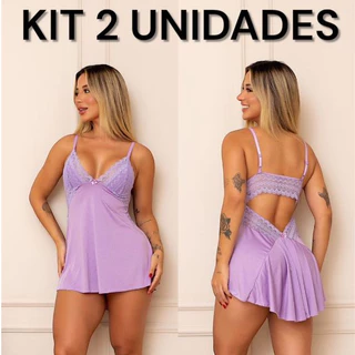 Kit 2 Camisola Sexy Renda | Costa Nua | Pijama Sensual | Roupa de Dormir Sexy | Sem bojo em Oferta na Shopee