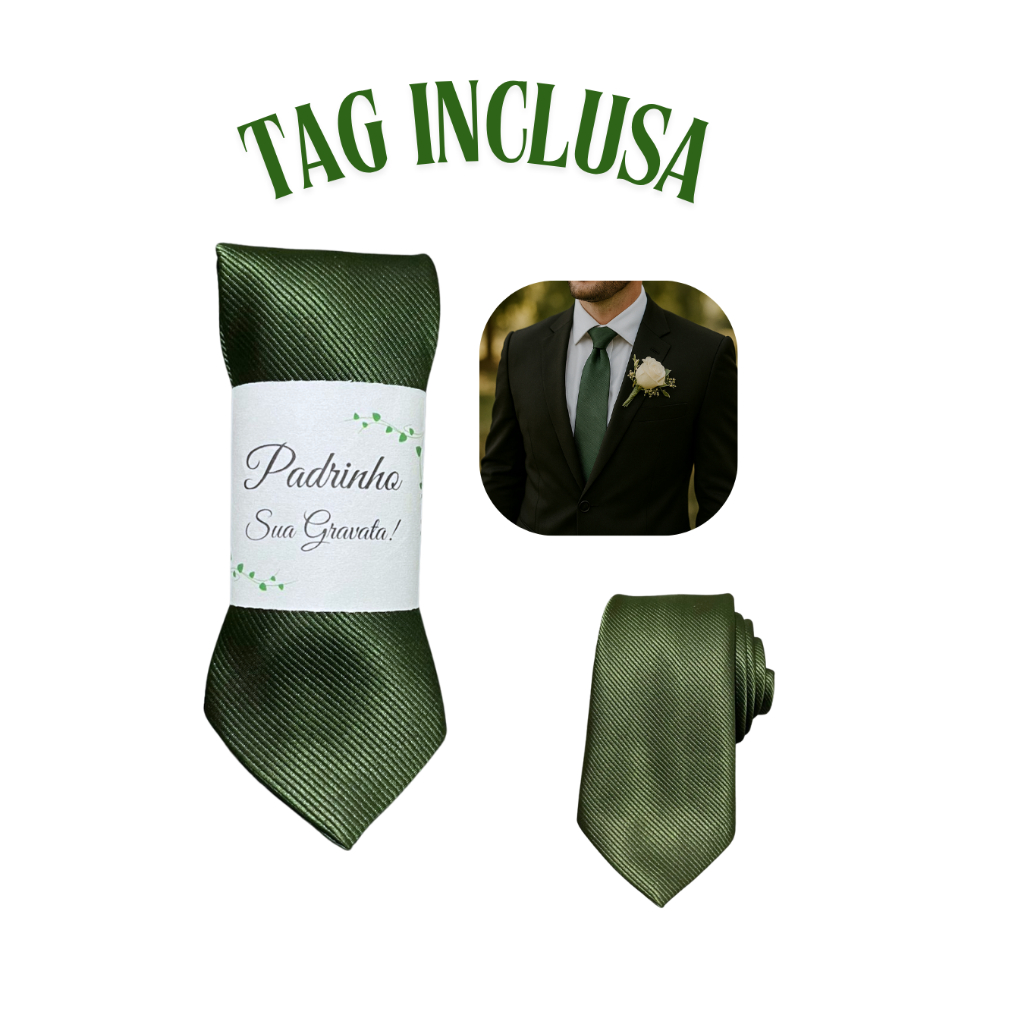 Kit 5 a 20 gravata verde oliva Para padrinhos de casamento