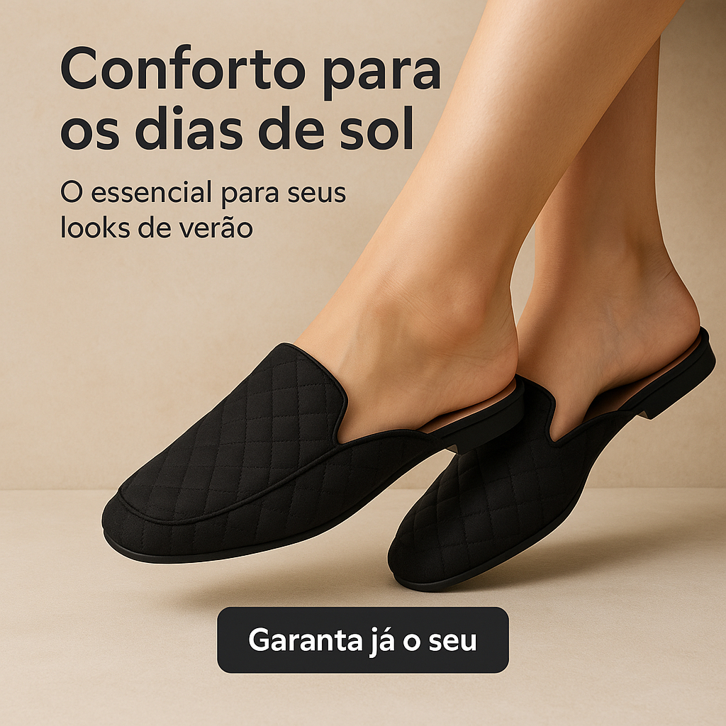 Mule Feminino Sapatilha Fechada Confortável Estilo Casual Bico Quadrado ...