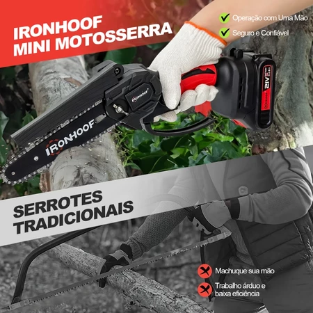 Motosserra Elétrica 6 Polegadas Sem Fio Portátil Bivolt 110v 220v Duas 21V 2 Bateria