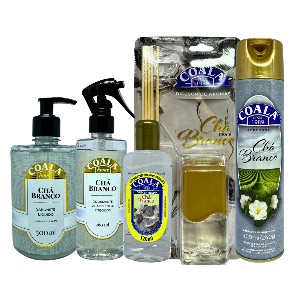Kit Coala Linha Completa Chá Branco Limpadores Perfumados