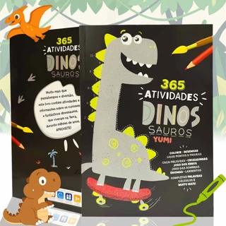 Livro Infantil 365 Atividades Dinossauros Colorir Desenhos Atividades Educativas Capa C/ Glitter em Oferta na Shopee