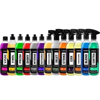 Kit Completo Limpeza Automotiva Vonixx Shampoo Cera Limpador Descontaminante Revitalizador Plastico Pneu Pretinho Brilho