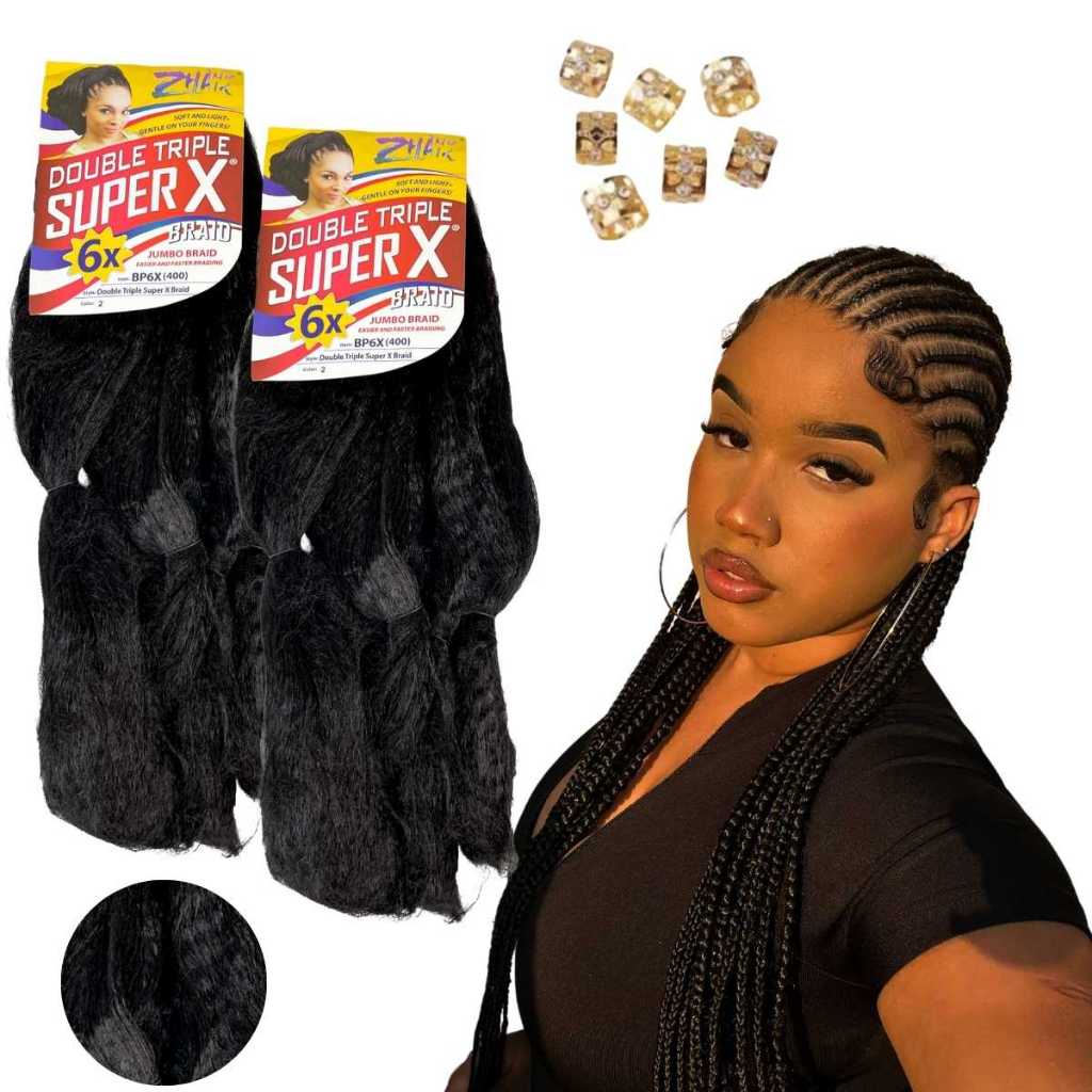 kit 2 cabelos Jumbo Super X Mega Promoção Tranças crochet Box