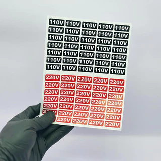 Etiqueta Adesiva Voltagem Tomada 110V 220V – Identificação de Energia Elétrica