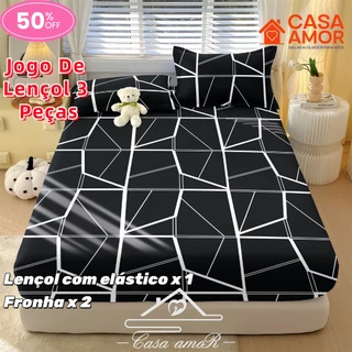 Jogo de lençol com 02 e 03 Peças Casal Queen Não Desbota Conjunto de Capa de Colchão Solteiro 48 60 em Oferta na Shopee