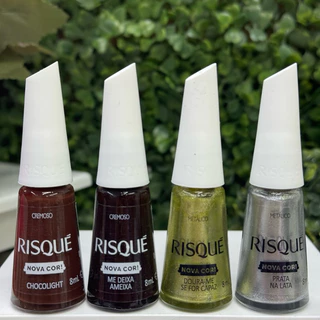 Kit 4 Esmalte Risque Nova Cor ChocoLight, Me Deixa Ameixa, Doura-Me Se For Capaz e Prata na Lata
