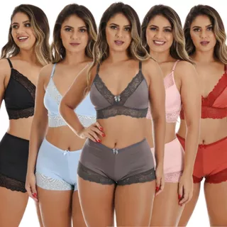 Pijama Feminino Confortável Linha Noite Baby Doll Lingerie Detalhes Renda Conforto Dormir Short Dool em Oferta na Shopee