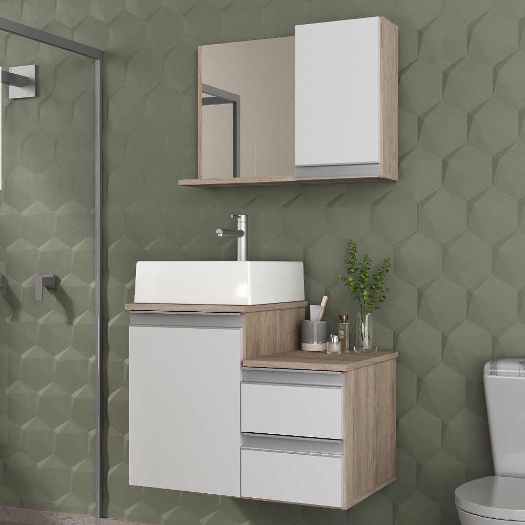 Foto de Conjunto de Armário e Gabinete para Banheiro CROSS 60cm