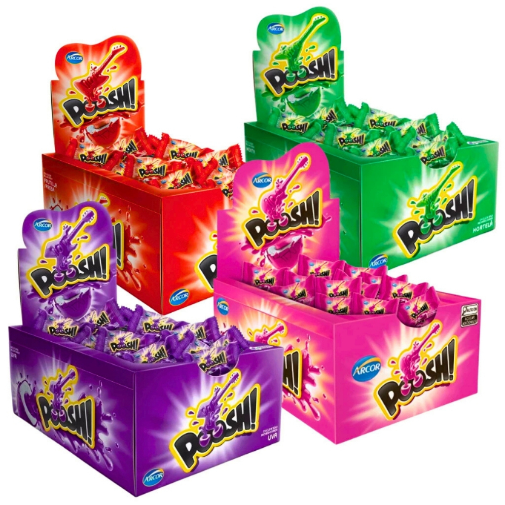 Kit C/4 Caixas Chicletes Poosh Sortidos | Sabores Variados | Atacado e ...