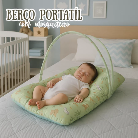 Berço portátil com mosquiteiro de bebê menino e menina 