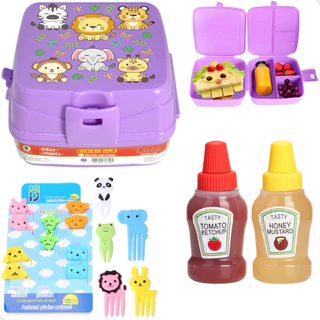 Lancheira Safari Com 10 Garfinhos e 2 Mini Bisnagas em Oferta na Shopee