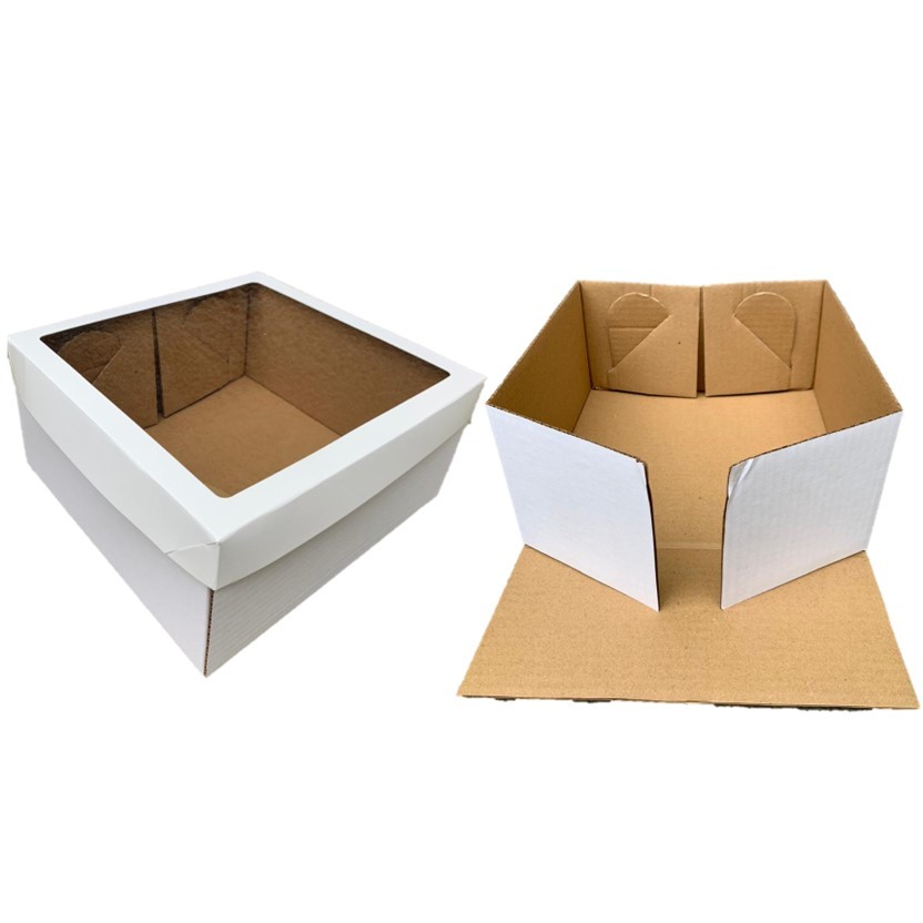 10 Caixas C/ Visor Quadradas P/ Bolo - 25x25x15cm